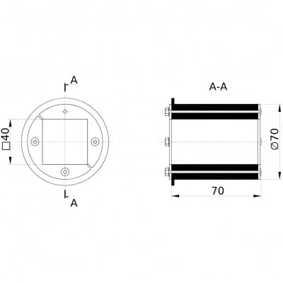 ДКС Проходка круглая, нержавеющая, D70х70 мм с проемом 40х40 мм DXF3121 DKC ДКС Проходка круглая, нержавеющая, D70х70 мм с проемом 40х40 мм DXF3121 DKC