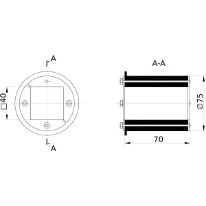 ДКС Проходка круглая, нержавеющая, D75х70 мм с проемом 40х40 мм DXF3122 DKC ДКС Проходка круглая, нержавеющая, D75х70 мм с проемом 40х40 мм DXF3122 DKC