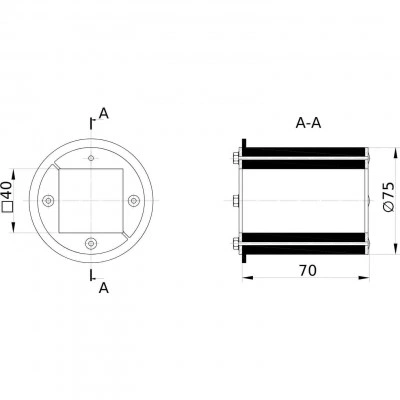 ДКС Проходка круглая, нержавеющая, D75х70 мм с проемом 40х40 мм DXF3122 DKC ДКС Проходка круглая, нержавеющая, D75х70 мм с проемом 40х40 мм DXF3122 DKC