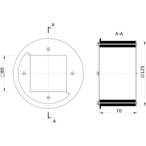 ДКС Проходка круглая, нержавеющая, D125х70 мм с проемом 80х80 мм DXF3124 DKC ДКС Проходка круглая, нержавеющая, D125х70 мм с проемом 80х80 мм DXF3124 DKC
