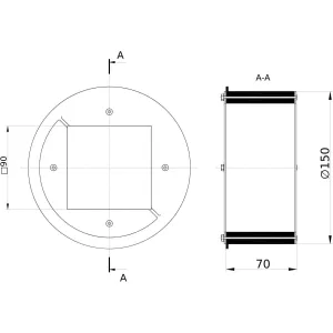 ДКС Проходка круглая, нержавеющая, D150х70 мм с проемом 90х90 мм DXF3125 DKC ДКС Проходка круглая, нержавеющая, D150х70 мм с проемом 90х90 мм DXF3125 DKC