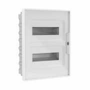 ДКС Щиток 24 мод встраиваемый для полых стен FRAME, белый, с прозрачной дверцей, с 4 шинами PEN (2шт на 8 отв. и 2шт на 6 отв.) F24B3WT DKC