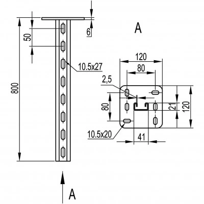 ДКС Вертикальный подвес одиночный 41х21, L800, INOX 304 IBSP2108C DKC ДКС Вертикальный подвес одиночный 41х21, L800, INOX 304 IBSP2108C DKC