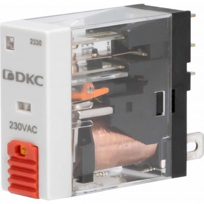 ДКС Реле миниатюрное промышленное, 1CO, ком. ток 12А, AgSnO2, напряжение 115V AC, опция: тест-кнопка+светодиод IR-115AC-1CO-D DKC