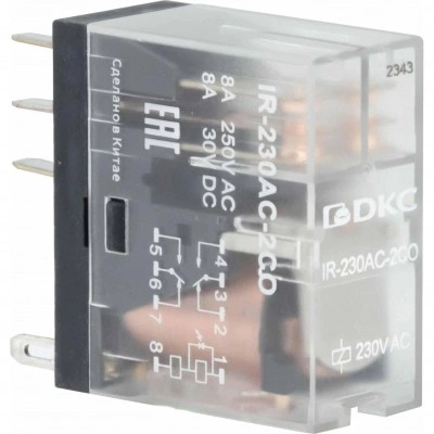 ДКС Реле миниатюрное промышленное, 2CO, ком. ток 8А, AgSnO2, напряжение 12V AC, опция: светодиод IR-12AC-2CO DKC ДКС Реле миниатюрное промышленное, 2CO, ком. ток 8А, AgSnO2, напряжение 12V AC, опция: светодиод IR-12AC-2CO DKC