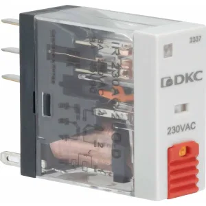 ДКС Реле миниатюрное промышленное, 2CO, ком. ток 8А, AgSnO2, напряжение 24V AC, опция: тест-кнопка+светодиод IR-24AC-2CO-D DKC ДКС Реле миниатюрное промышленное, 2CO, ком. ток 8А, AgSnO2, напряжение 24V AC, опция: тест-кнопка+светодиод IR-24AC-2CO-D DKC
