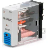 ДКС Реле миниатюрное промышленное, 1CO, ком. ток 12А, AgSnO2, напряжение 24V DC, опция: тест-кнопка+светодиод+защитный диод IR-24DC-1CO-D DKC