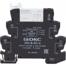 ДКС Реле интерфейсное, 1CO, ком. ток 6А, AgSnO2, напряжение 110V AC/DC, винтовые клеммы. IRK-110UC-1CO DKC