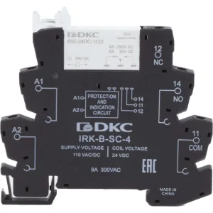 ДКС Реле интерфейсное, 1CO, ком. ток 6А, AgSnO2, напряжение 110V AC/DC, винтовые клеммы. IRK-110UC-1CO DKC ДКС Реле интерфейсное, 1CO, ком. ток 6А, AgSnO2, напряжение 110V AC/DC, винтовые клеммы. IRK-110UC-1CO DKC