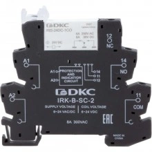 ДКС Реле интерфейсное, 1CO, ком. ток 6А, AgSnO2, напряжение 12V AC/DC, винтовые клеммы. IRK-12UC-1CO DKC