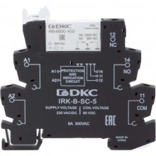 ДКС Реле интерфейсное, 1CO, ком. ток 6А, AgSnO2, напряжение 230V AC/DC, винтовые клеммы. IRK-230UC-1CO DKC