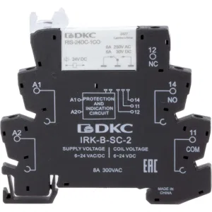 ДКС Реле интерфейсное, 1CO, ком. ток 6А, AgSnO2, напряжение 24V AC/DC, винтовые клеммы. IRK-24UC-1CO DKC ДКС Реле интерфейсное, 1CO, ком. ток 6А, AgSnO2, напряжение 24V AC/DC, винтовые клеммы. IRK-24UC-1CO DKC
