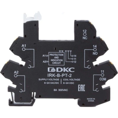 ДКС Колодка ультратонкая для реле серии RIS, вх. напр. 6-24V AC/DC, push-in клеммы IRK-B-PT-2 DKC