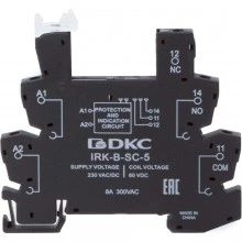ДКС Колодка ультратонкая для реле серии RIS, вх. напр. 230V AC/DC, винт. клеммы IRK-B-SC-5 DKC