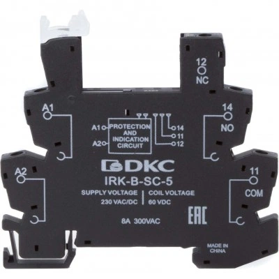ДКС Колодка ультратонкая для реле серии RIS, вх. напр. 230V AC/DC, винт. клеммы IRK-B-SC-5 DKC