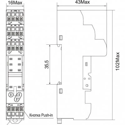 ДКС Колодка с клеммами push-in для реле серии IRM IRM-B-PT DKC ДКС Колодка с клеммами push-in для реле серии IRM IRM-B-PT DKC