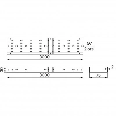 ДКС Лоток перфорированный 30х75х3000, 2 мм, INOX304 ISH307C DKC ДКС Лоток перфорированный 30х75х3000, 2 мм, INOX304 ISH307C DKC