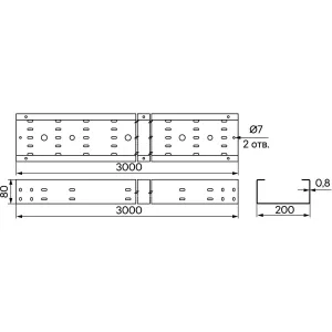 ДКС Лоток перфорированный 80x200х3000, 0,8 мм, AISI 304 ISL820C DKC ДКС Лоток перфорированный 80x200х3000, 0,8 мм, AISI 304 ISL820C DKC