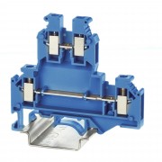 ДКС Клемма двухуровневая, винтовой зажим, 4 точки подключения, 4 кв.мм, синяя KRUKB-5-BU DKC