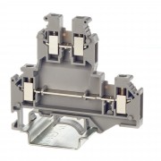 ДКС Клемма двухуровневая, винтовой зажим, 4 точки подключения, 4 кв.мм, серая KRUKB-5 DKC