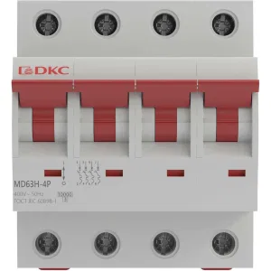 ДКС Автоматический выключатель модульный YON max типа MD63H, 10кА, 4 полюса, хар-ка D, 16А MD63H-4PD16 DKC ДКС Автоматический выключатель модульный YON max типа MD63H, 10кА, 4 полюса, хар-ка D, 16А MD63H-4PD16 DKC