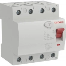 ДКС Устройство защитного отключения УЗО ВДТ YON MAX MDL100, 4P, 30mA, 32A, type A MDL100-4P2-32-A DKC