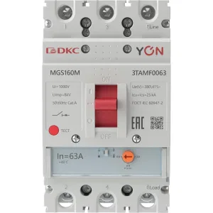 ДКС Авт. выкл. YON MGS160 3P 50,4-63A 25kA MGS160M-3TAMF0063 DKC ДКС Авт. выкл. YON MGS160 3P 50,4-63A 25kA MGS160M-3TAMF0063 DKC