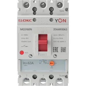 ДКС Авт. выкл. YON MGS160 3P 50,4-63A 36kA MGS160N-3TAMF0063 DKC ДКС Авт. выкл. YON MGS160 3P 50,4-63A 36kA MGS160N-3TAMF0063 DKC