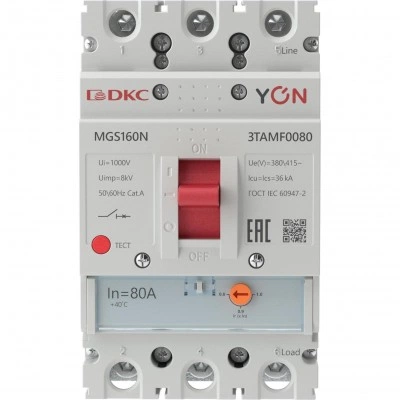 ДКС Авт. выкл. YON MGS160 3P 64-80A 36kA MGS160N-3TAMF0080 DKC ДКС Авт. выкл. YON MGS160 3P 64-80A 36kA MGS160N-3TAMF0080 DKC