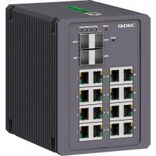 ДКС Промышленный управляемый коммутатор, 4×100Base-FX, 1000Base-X SFP слота:16×10/100/1000Base-T(X) портов RJ45, консольный порт Mini USB, поддержкаPROFINET, 24-48В DC (18-72В DC), с резервированием N2000-4GX16GEPN-P1 DKC