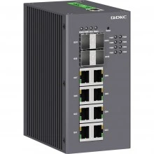 ДКС Промышленный управляемый коммутатор, с поддержкой PoE, 4×100Base-X,1000Base-X, 10/100/1000Base-T(X) SFP слота: 8×10/100/1000Base-T(X) RJ45PoE портов, 48В DC (18-57В DC), с резервированием N2000-4GX8GP-P4 DKC