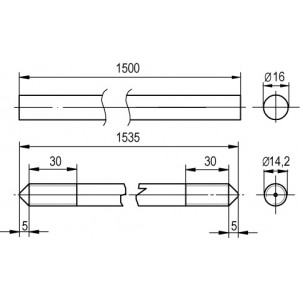 ДКС Вертикальный заземлитель 1500 мм, D14.2 мм, омеднённая сталь NE1203CC DKC ДКС Вертикальный заземлитель 1500 мм, D14.2 мм, омеднённая сталь NE1203CC DKC