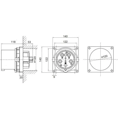 ДКС Вилка панельная PSP IP67 200A 3P+E 690В PSP646-200-69 DKC ДКС Вилка панельная PSP IP67 200A 3P+E 690В PSP646-200-69 DKC