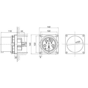 ДКС Вилка панельная PSP IP67 200A 3P+E+N 690В PSP656-200-69 DKC ДКС Вилка панельная PSP IP67 200A 3P+E+N 690В PSP656-200-69 DKC