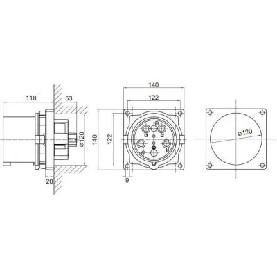 ДКС Вилка панельная PSP IP67 200A 3P+E+N 690В PSP656-200-69 DKC ДКС Вилка панельная PSP IP67 200A 3P+E+N 690В PSP656-200-69 DKC