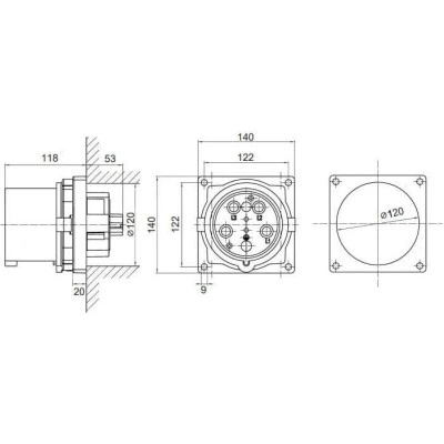 ДКС Вилка панельная PSP IP67 250A 3P+E+N 690В PSP656-250-69 DKC ДКС Вилка панельная PSP IP67 250A 3P+E+N 690В PSP656-250-69 DKC