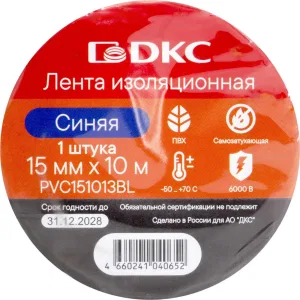 ДКС Лента изоляционная ПВХ 15x0,13 10м в рулоне Синяя PVC151013BL DKC ДКС Лента изоляционная ПВХ 15x0,13 10м в рулоне Синяя PVC151013BL DKC