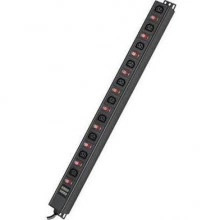 ДКС Блок распределения питания (PDU) 0U 10A с индикацией и защитой, Вых:10 С13, Вх:С14 R519IEC10SWCD DKC