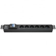 ДКС Блок распределения питания (PDU) 19" 16A с автоматом 2P, Вых:6 Schuko, Вх:Schuko R519SH6CB DKC
