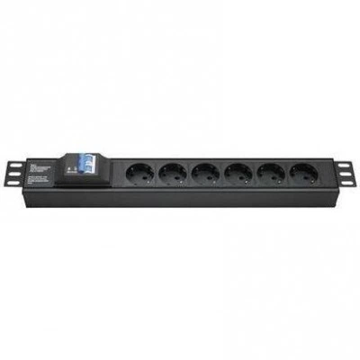 ДКС Блок распределения питания (PDU) 19" 16A с автоматом 2P, Вых:6 Schuko, Вх:Schuko R519SH6CB DKC ДКС Блок распределения питания (PDU) 19" 16A с автоматом 2P, Вых:6 Schuko, Вх:Schuko R519SH6CB DKC