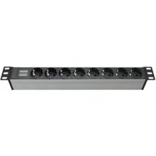 ДКС Блок распределения питания (PDU) 19" 16A с индикацией, Вых:8 Schuko, Вх:Schuko R519SH8CD DKC
