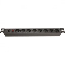 ДКС Блок распределения питания (PDU) 19" 10A с выключателем, Вых:8 Schuko, Вх:С14 R519SH8OPSHC14 DKC