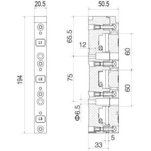 ДКС Держатель шин 12,15,20,25,30x5 3пол 60мм R5BBH060053P DKC ДКС Держатель шин 12,15,20,25,30x5 3пол 60мм R5BBH060053P DKC