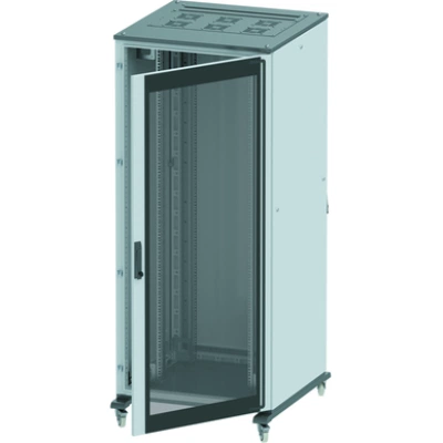ДКС Шкаф разобранный напольный 19'' IT-CQE 38U 600х1800х800, двери стекло/сплошная, RAL7011/7035 R5IT3868GS DKC