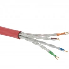 ДКС Кабель витая пара, неэкранированный U/UTP, категория 5e, 4 пары (24AWG), однопроволочный (solid), нг(А)-FRHF, внутренний, -25°C - +70°C,красный RN5EUUA04RD DKC
