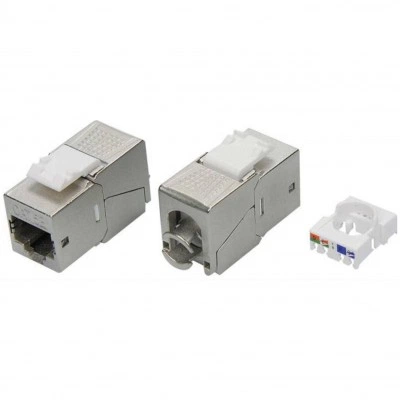 ДКС Модуль  Keystone RJ45 CAT 5E экранированный (STP), 180 градусов, серебристый RNK5EF90TL DKC
