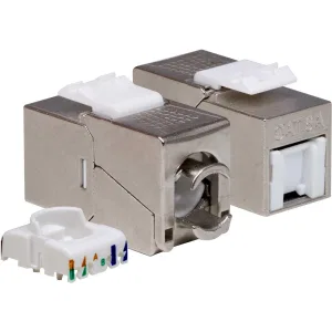 ДКС Модуль Keystone RJ45 CAT 6A с пылезащитной шторкой, экранированный (STP), 180 градусов, серебристый RNK6AF90TL-C DKC ДКС Модуль Keystone RJ45 CAT 6A с пылезащитной шторкой, экранированный (STP), 180 градусов, серебристый RNK6AF90TL-C DKC