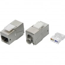 ДКС Модуль Keystone RJ45 CAT 6A экранированный (STP), 180 градусов, серебристый RNK6AF90TL DKC