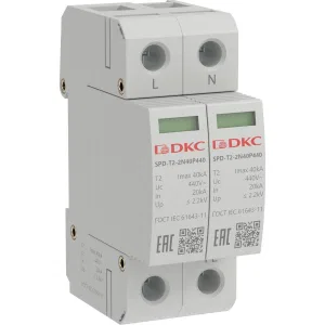 ДКС УЗИП, тип 2, 2 полюса, Imax 40kA, со сменным модулем, Un 440V SPD-T2-2N40P440 DKC ДКС УЗИП, тип 2, 2 полюса, Imax 40kA, со сменным модулем, Un 440V SPD-T2-2N40P440 DKC