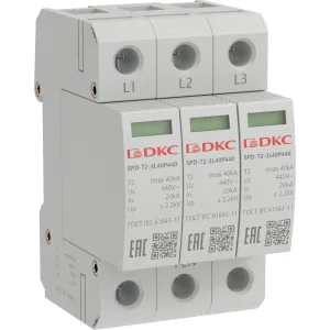 ДКС УЗИП, тип 2, 3 полюса, Imax 40kA, со сменным модулем, Un 440V SPD-T2-3L40P440 DKC ДКС УЗИП, тип 2, 3 полюса, Imax 40kA, со сменным модулем, Un 440V SPD-T2-3L40P440 DKC